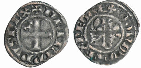 France - Philippe IV (1285-1314) - Double tournois - 1ère émission
A/ + PhILIPPVS REX. Croix cantonnée d'un lis.
R/ + MON DVPLEX REGAL. Fronton de c...