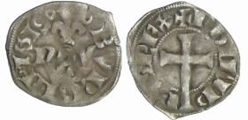 France - Philippe IV (1285-1314) - Bourgeois simple
A/ PHILIPPVS REX. Croix latine coupant la légende en bas. 
R/ BVGENSIS dans le champ NOV VS sous...