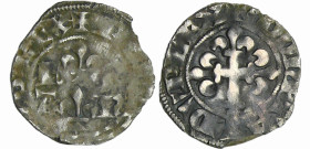 France - Philippe VI (1328-1350) - Double tournois - 1er type - 1ère émission (1 janvier 1337)
A/ + PHILIPPVS D G REX. Deux lis superposés, accostés ...
