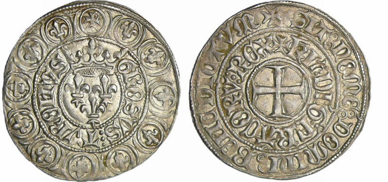 France - Charles VI (1380-1422) - Gros aux lis - Rouen ou Saint-Lô
A/ + KL DI G...