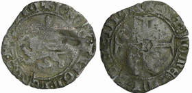 France - Henry V de Lancastre (1415-1422) - Double tournois Niquet dit Léopard (30 novembre 1421) - Rouen
A/ + h: REX: ANGL': hERES: FRANC. Léopard c...