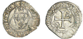 France - Louis XI (1461-1483) - Petit blanc à la couronne - 2ème émission (4 janvier 1474) - Saint-Lô
A/ + LVDOVICVS FRANCOR REX. Trois lis dans un t...