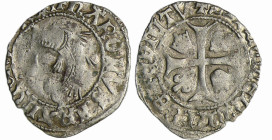 France - Charles VIII (1483-1498) - Liard au dauphin - 2ème émission - Dijon
A/ KAROLVS FRANCORVM REX. Dauphin. 
R/ SIT NOMEN DNI BENEDICTV. Croix c...