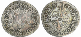 France - Henri II (1547-1559) - Douzain aux croissants - 1551 M (Toulouse)
A/ HENRICVS 2 DEI G FRANCOR REX. Ecu de France accosté de deux croissants ...