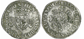 France - Henri II (1547-1559) - Douzain aux croissants - 1551 O (Riom)
A/ HENRICVS 2 DEI G FRANCOR REX. Ecu de France accosté de deux croissants cour...