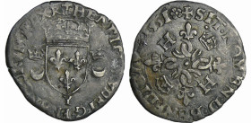 France - Henri II (1547-1559) - Douzain aux croissants - 1551 Y (Bourges)
A/ HENRICVS 2 DEI G FRANCOR REX. Ecu de France accosté de deux croissants c...