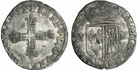 France - Henri IV (1589-1610) - Huitième d'écu de Navarre - 1608 (Saint-Palais )
A/ HENRICVS. 4. D. G FRANC. ET. NAVAR. RX. Croix fleurdelisée. 
R/ ...