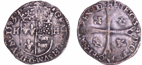 France - Henri IV (1589-1610) - Douzain de Béarn - 1er type - 1593 (Morlaàs)
A/ HENRICVS. 4. D. G. FRANC. ET. NAV. REX. (D et B liés). Croix échancré...