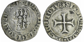 France - Bretagne - Jean V - Blanc à la targe (Dinan)
Jean V (1399-1442). A/ + IOHANNES BRITONV DVX D. Huit mouchetures un trèfle, à la pointe de l'é...