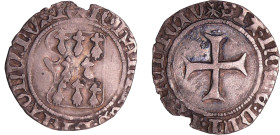 France - Bretagne - Jean V - Blanc à la targe (Rennes)
Jean V (1399-1442). A/ + IOHANNES BRITONV DVX R. Huit mouchetures un trèfle, à la pointe de l'...