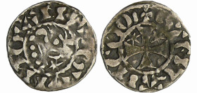 France - Bretagne - Comté de Penthièvre - Denier
A/ + GVINGAMP. Tête à droite. 
R/ + STEPHAN COM. Croix cantonnée en 1 et 2 d'une étoile.
TTB
Bd.1...