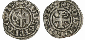 France - Comté d'Anjou - Foulques V - Denier
Foulques V (1109-1129). A/ + VRBS ANDEGAV. Monogramme de Foulques. 
R/ + FVLCO COMES. Croix Cantonnée d...