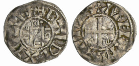 France - Orléanais - Evêché d'Orléans - Isembard - Denier
Isembard (1033-1063)A/ + D-I DEXTRA BE. Porte de ville entourée de NE-I-IC, TΛ à l''intérie...