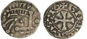 France - Orléanais - Comté de Blois - Denier
A/ Tête chinonaise devant un besant trois traits horizontaux pour la bouche.
R/ + BEISIS CVSTLO Croix....