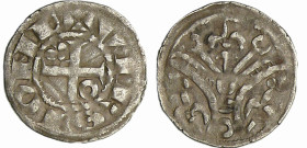 France - Berri - Seigneurie de Vierzon - Hervé Ier - Denier
Hervé Ier (1144-1197). A/ VIRSIONE. Croix cantonnée d’un lis et d’un annelet. 
R/ Grande...
