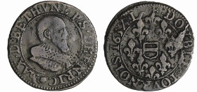France - Berri - Maximilien Ier - Double tournois 1637 L
Maximilien Ier (1597-1641). A/ MAXI. D. BETHVNE. P. S. DHENR. (fleur en points). Tête nue à ...