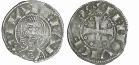 France - Limousin - Abbaye de Saint-Martial - Denier
(1106-1160). A/ SCS MARCIAL. Buste barbu de face. 
R/ LEMOVICENSIS. Croix limousine.
TTB+
Bd....