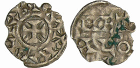 France - Poitou - Immobilisation Charles II Le Chauve - Obole (Melle)
A/ + CARLVS REX R. Croix. 
R/ MET / ALO en deux lignes, dans le champ. Une cro...
