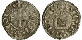 France - Poitou - Alphonse de Poitiers - Obole
Alphonse de Poitiers (1241-1271). A/ + ALFVNSVS COMES. Croix. 
R/ PICTAVIENSIS. Châlet tournois fleur...