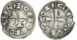 France - Seigneurie du Béarn - Les centulles - Denier
A/ CENTVLLO COME. Croix cantonnée de deux points en 1 et 2. 
R/ + ONOR FORCAS. Dans le champ, ...