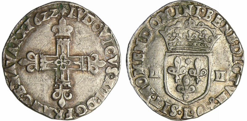 France - Louis XIII (1610-1643) - ¼ d'écu à la croix fleurdelisée, avers côté cr...