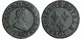 France - Louis XIII (1610-1643) - Double tournois au buste enfantin et col plat - 1616 A (Paris)
TTB
L4L.33-Ga.5 / 7
 Cu ; 2.84 gr ; 20 mm