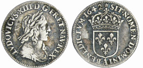 France - Louis XIII (1610-1643) - 1/12 d'écu du 2ème poinçon de Warin - 1642 A (Paris), Rose
TTB
L4L.85-Ga.46
 Ar ; 2.16 gr ; 21 mm