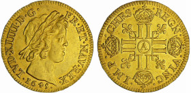 France - Louis XIV (1643-1715) - Louis d’or à la mèche courte - 1645 A (Paris) 
SPL à FDC
L4L.148-Ga.244
 Au ; 6.73 gr ; 24 mm
Monnaie d'une quali...