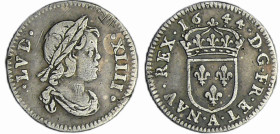 France - Louis XIV (1643-1715) - 1/24 d’écu à la mèche courte, 2ème type - 1644 A (Paris)
TB
L4L.155-Ga.100
 Ar ; 1.11 gr ; 15 mm