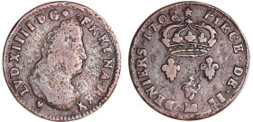 France - Louis XIV (1643-1715) - Deux deniers de Strasbourg - 1708 BB
TB+
L4L.272-Ga.72
 Cu ; 2.01 gr ; 20 mm
Collection M VDB.