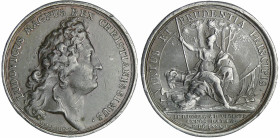 France - Médaille de Louis XIV - La Trève 1684
Revers : VIRTUS ET PRUDENTIA PRINCIPIS 1684
SUP
Médaille du régne de Louis le Grand N°205
 Etain ; ...