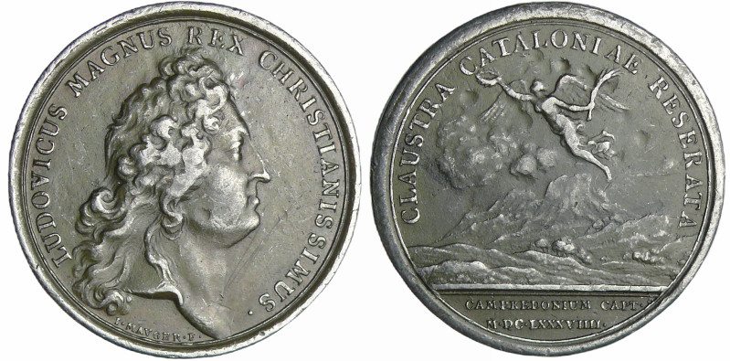 France - Médaille de Louis XIV - Prise de Campredon 1689
Revers : CLAUSTRA CATA...