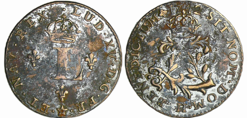 France - Louis XV (1715-1774) - Double sol de billon - 1742 H (La Rochelle)
SUP...