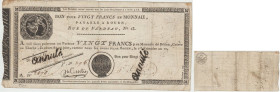 France - Assignat - BON POUR VINGT FRANCS EN MONNAIE PAYABLE A ROUEN L'AN 12 - Annulé
TB+