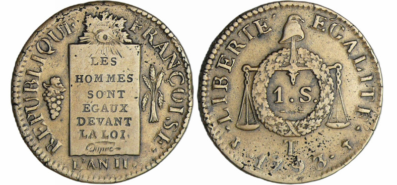 France - Convention (1792-1795) - Sol à la balance type FRANCOISE - An II - 1793...