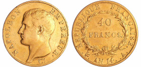France - Napoléon 1er (1804-1814) - 40 francs empereur An 14 A (Paris)
TTB
Ga.1081-F.537
 Au ; 12.80 gr ; 26 mm