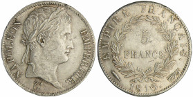 France - Napoléon 1er (1804-1814) - 5 francs revers empire 1813 (Utrecht)
SUP
Ga.584-F.307
 Ar ; 24.97 gr ; 37 mm
Traces de nettoyage avers et rev...