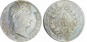 France - Napoléon 1er (1804-1814) - 5 francs revers empire 1813 I (Limoges)
TTB+
Ga.584-F.307
 Ar ; 25.07 gr ; 37 mm