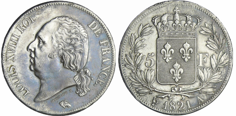 France - Louis XVIII (1815-1824) - 5 francs au buste nu 1821 A (Paris)
SUP
Ga....