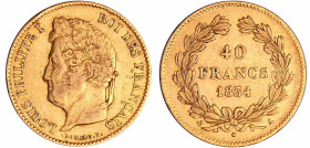 France - Louis-Philippe Ier (1830-1848) - 40 francs 1834 A (Paris)
TTB+
Ga.1106-F.546
 Au ; 12.82 gr ; 26 mm