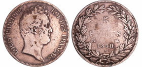 France - Louis-Philippe Ier (1830-1848) - 5 francs tête nue sans le I tranche en creux 1830 B (Rouen)
B+
Ga.675-F.313
 Ar ; 24.36 gr ; 37 mm