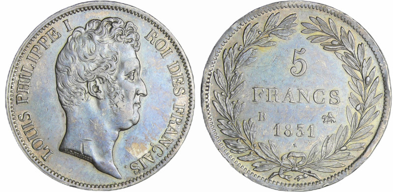 France - Louis-Philippe Ier (1830-1848) - 5 francs tête nue sans le I tranche en...