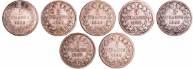 France - Louis-Philippe Ier (1830-1848) - 5 francs tête laurée 1er type tranche en relief année 1838 (7 monnaies)
Série année 1838 : A (SUP), B, BB, ...