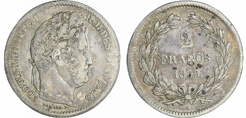 France - Louis-Philippe Ier (1830-1848) - 2 francs 1833 W (Lille)
TTB
Ga.520-F...