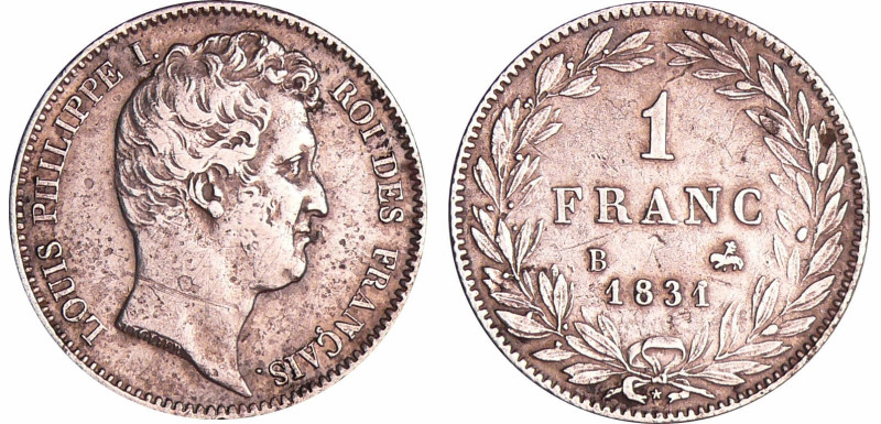 France - Louis-Philippe Ier (1830-1848) - 1 franc tête nue 1831 B (Rouen)
TTB
...