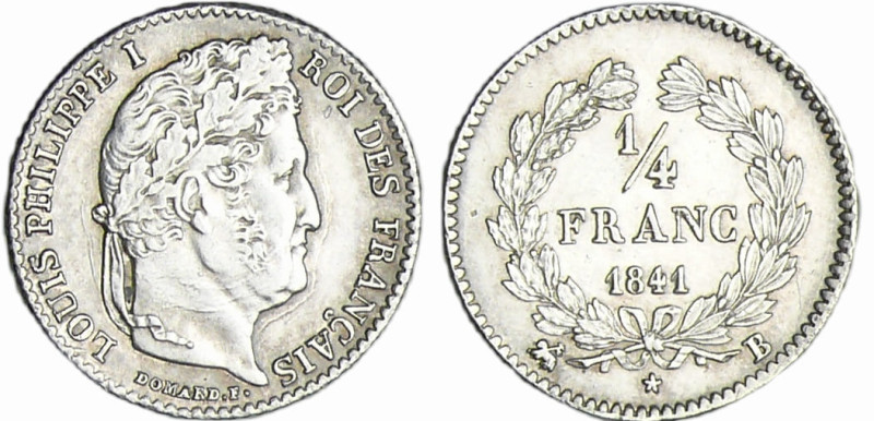 France - Louis-Philippe Ier (1830-1848) - 1/4 de franc 1841 B (Rouen)
SPL
Ga.3...