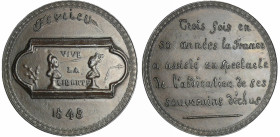 France - Médaille politique - Chute de la royauté, 23-24 février 1848
SUP
Collignon.36
 Etain bronzé ; 47.06 gr ; 59 mm