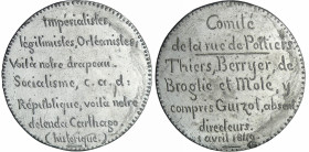 France - Médaille politique - Comité de la rue de Poitiers, 1 avril 1849
SUP
Collignon.59
 Etain ; 27.32 gr ; 48 mm