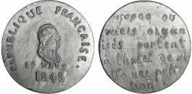 France - Médaille politique - Contre-manifestation des ateliers nationaux, 17 mars 1848
SUP
Collignon.285
 Etain ; 17.36 gr ; 33 mm