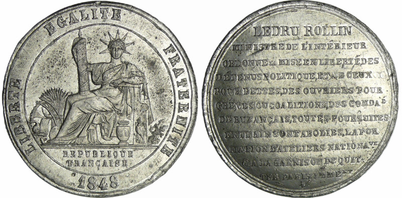 France - Médaille politique - Fin des pouvoirs du gouvernement provisoire, Ledru...